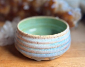 Hand Thrown Bud Vase – Misty Pink Green Lavender Glazed Pottery