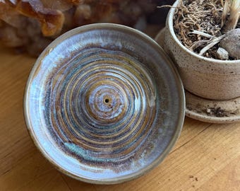 Stick Incense Burner - luminous Pearly Floating glaze - rustic handmade ceramics and pottery