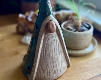 Ceramic Gnome Lantern electric tealight, cone incense burner - OOAK pottery handmade hand made