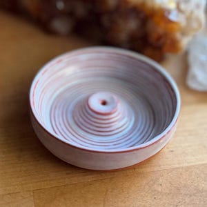 Aurora pearly colored Glaze on Red Clay Stick Incense Holder Burner - rustic handmade wheel thrown pottery and ceramics