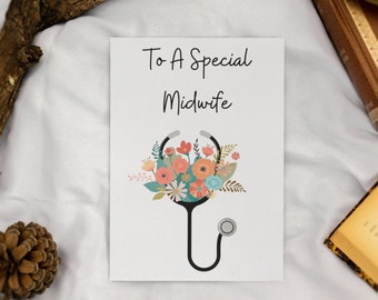 Greeting Card: To A Special Midwife - Folded, Blank inside with Envelope