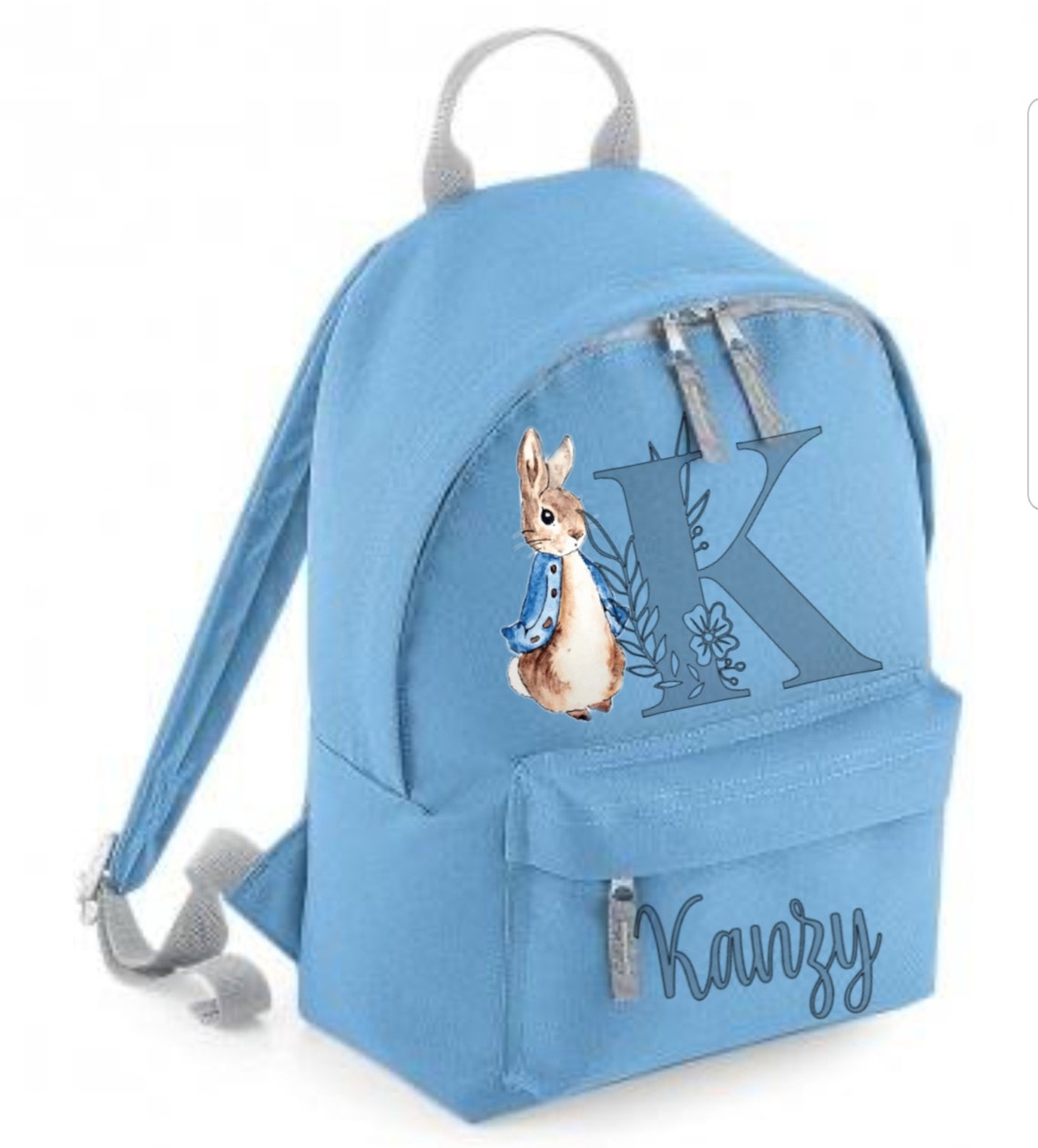 Personalised mini Rucksack Backpack blue and grey Girls Etsy