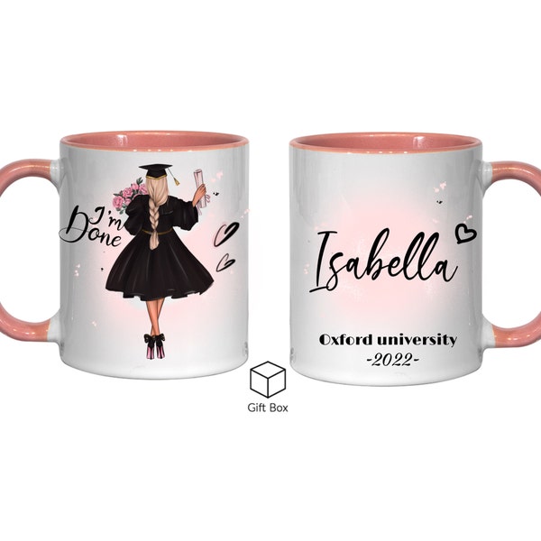 Personalised Graduation Mug - Celebration Mug - Graduation Greeting Mug - Girl Graduation Mug - So She Did