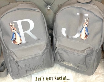 Mini Rucksack Backpack Grey Boys Girls Nursery Bag School bag Peter Rabbit Nappy Bag Uk Seller
