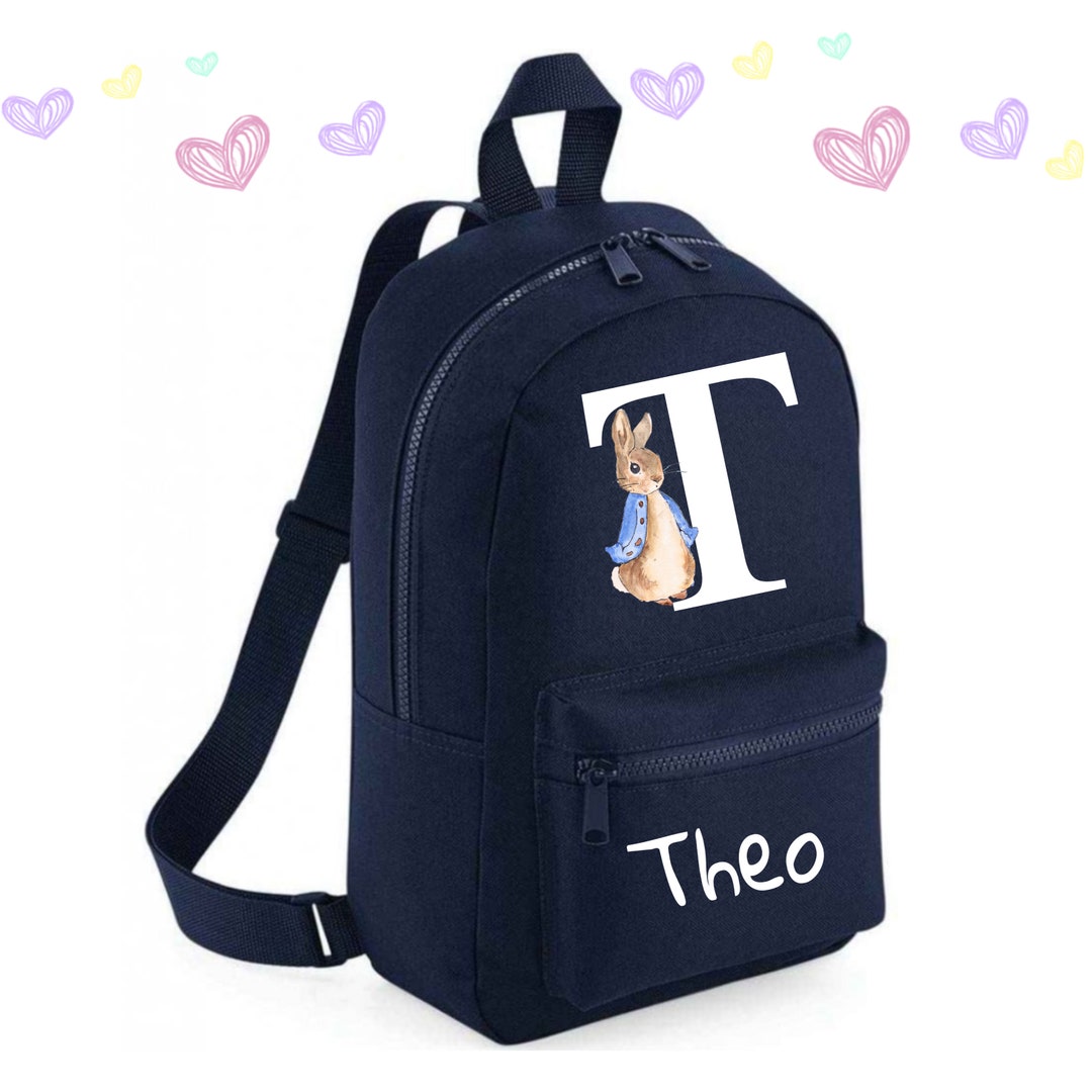 Personalised Navy Blue Peter Rabbit Mini Rucksack Backpack Boys Girls ...