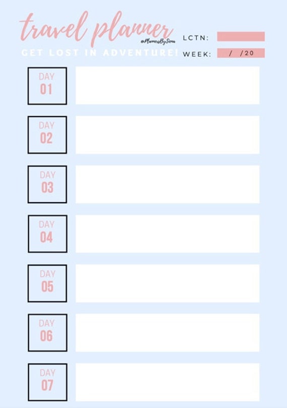 7Day Travel Planner PlannersBySiena Etsy