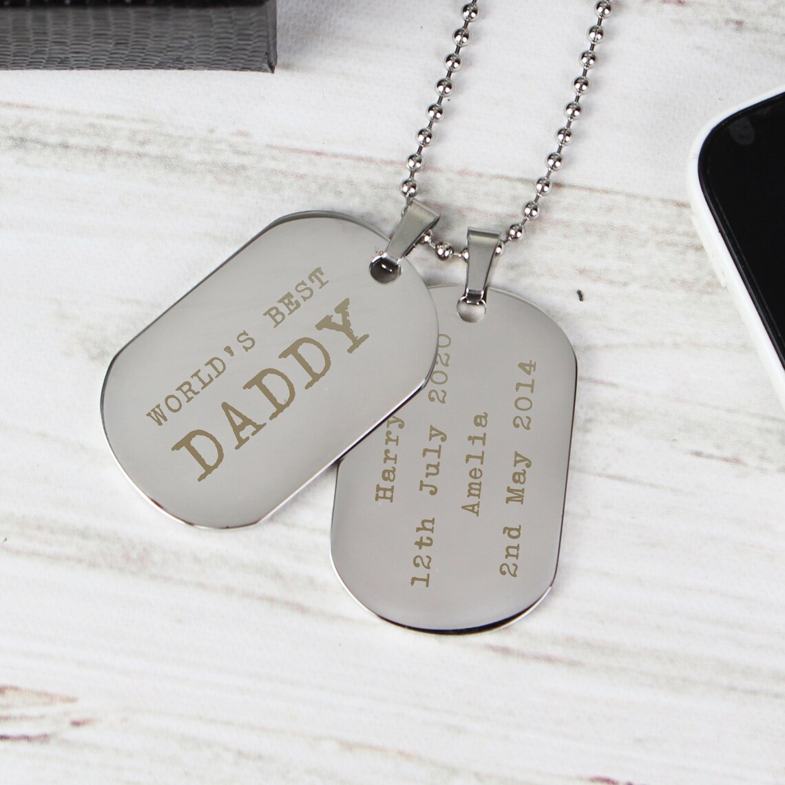 Personalised Free Text Steel Double Dog Tag Necklace Etsy