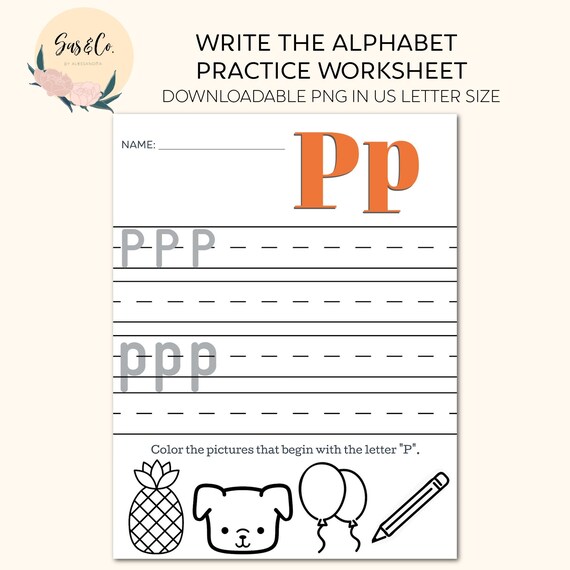 Printable Letter P Practice Worksheet | Etsy