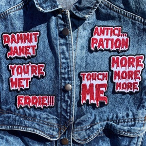 Rocky Horror Picture Show Iron on Patch / Jacket Patch / Halloween Embroidery Patch / Dammit Janet / Anticipation / Franken Furter / Fan Art