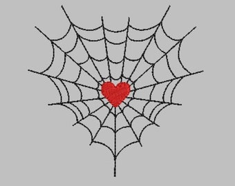 Heart Web Embroidery File, Dark Valentine, Gothic Embroidery, Witchy Valentine, Valentine Embroidery, Spider Web Stitching, Heart Embroidery
