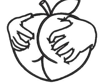 Peach Butt Embroidery, Cheeky Butt Grab, Naughty Embroidery, Embroidery Outline Style, Embroidery Humor, Hand Digitized, Instant Download