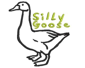 Silly Goose Embroidery, Funny Goose, Doodle Embroidery, Silly Goose, Funny Embroidery, Quick Embroidery, Hand Digitized, Instant Download