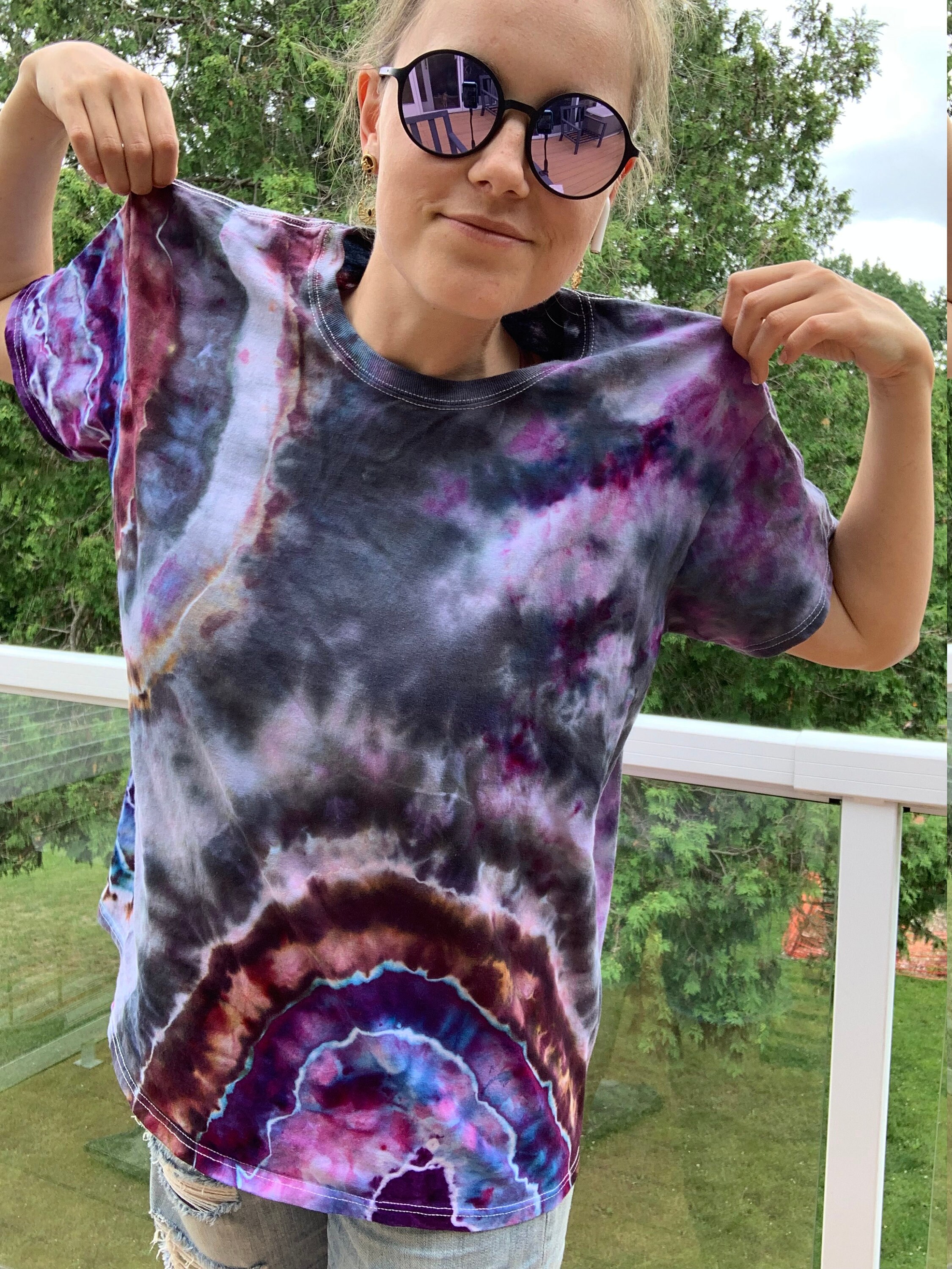 Lila Achat Geode Shirt / Ice Dye Geode Top / Mystische Etsy