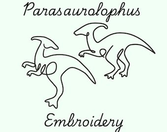 Parasaurolophus Embroidery, Dinosaur Embroidery, Simple Embroidery, Line Design Embroidery, 2 File Bundle, Hand Digitized, Instant Download