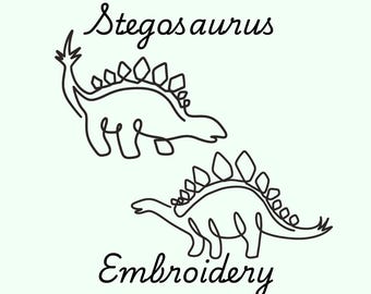 Dinosaur Embroidery, Stegosaurus Dinosaur, Single Line Design, Simple Quick Embroidery, Stegosaurus PES, Hand Digitized, Instant Download
