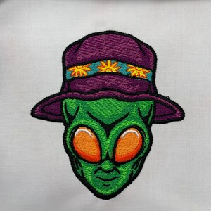 Alien Head Embroidery File, Alien Bucket Hat, Hippie Alien, Spaceman ...
