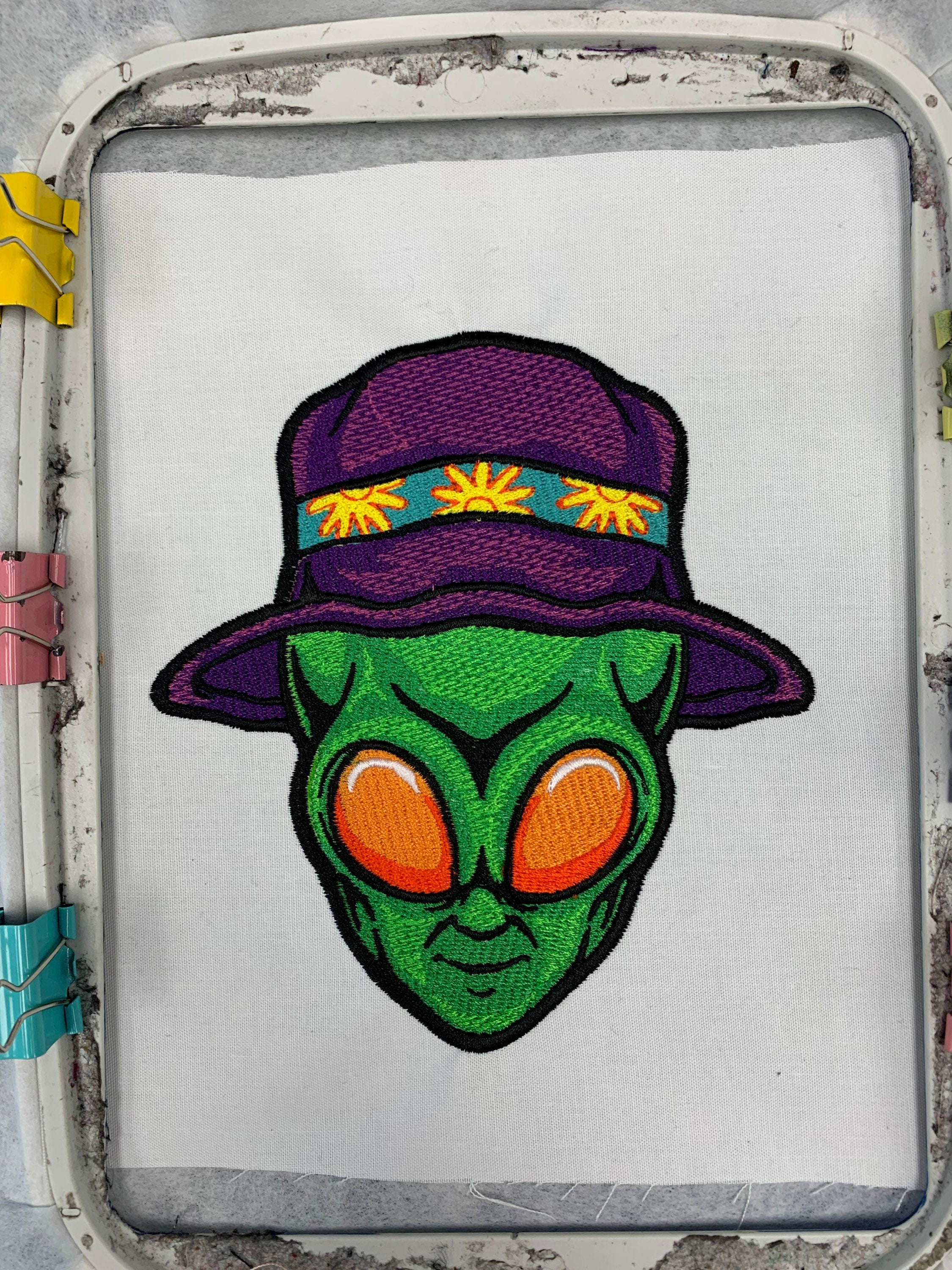 Alien Head Embroidery File, Alien Bucket Hat, Hippie Alien, Spaceman ...