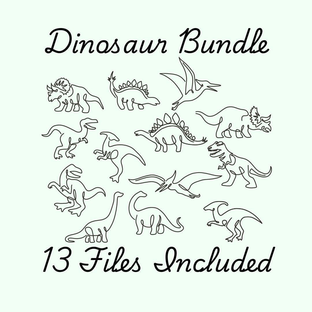 Dinosaur Embroidery Bundle, Single Line Design, Brontosaurus, T-Rex, Stegosaurus, Pes, Quick Embroidery, Hand Digitized, Instant Download