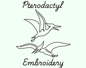 Pterodactyl Embroidery, Dinosaur Embroidery, Simple Embroidery, Line Design Embroidery, 2 File Bundle, Hand Digitized, Instant Download