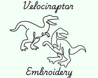 Dinosaur Embroidery, Velociraptor Embroidery, Single Line Design, Velociraptor Dinosaur, Raptor Dino, Hand Digitized, Instant Download