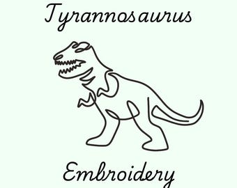 Dinosaur Embroidery, T-Rex Embroidery, Single Line Embroidery, Minimal Embroidery, T-Rex Dinosaur, T-Rex, Hand Digitizing, Instant Download
