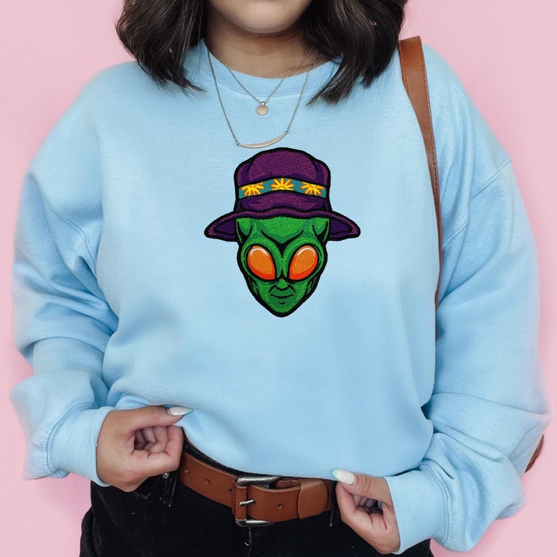 Alien Head Embroidery File, Alien Bucket Hat, Hippie Alien, Spaceman ...