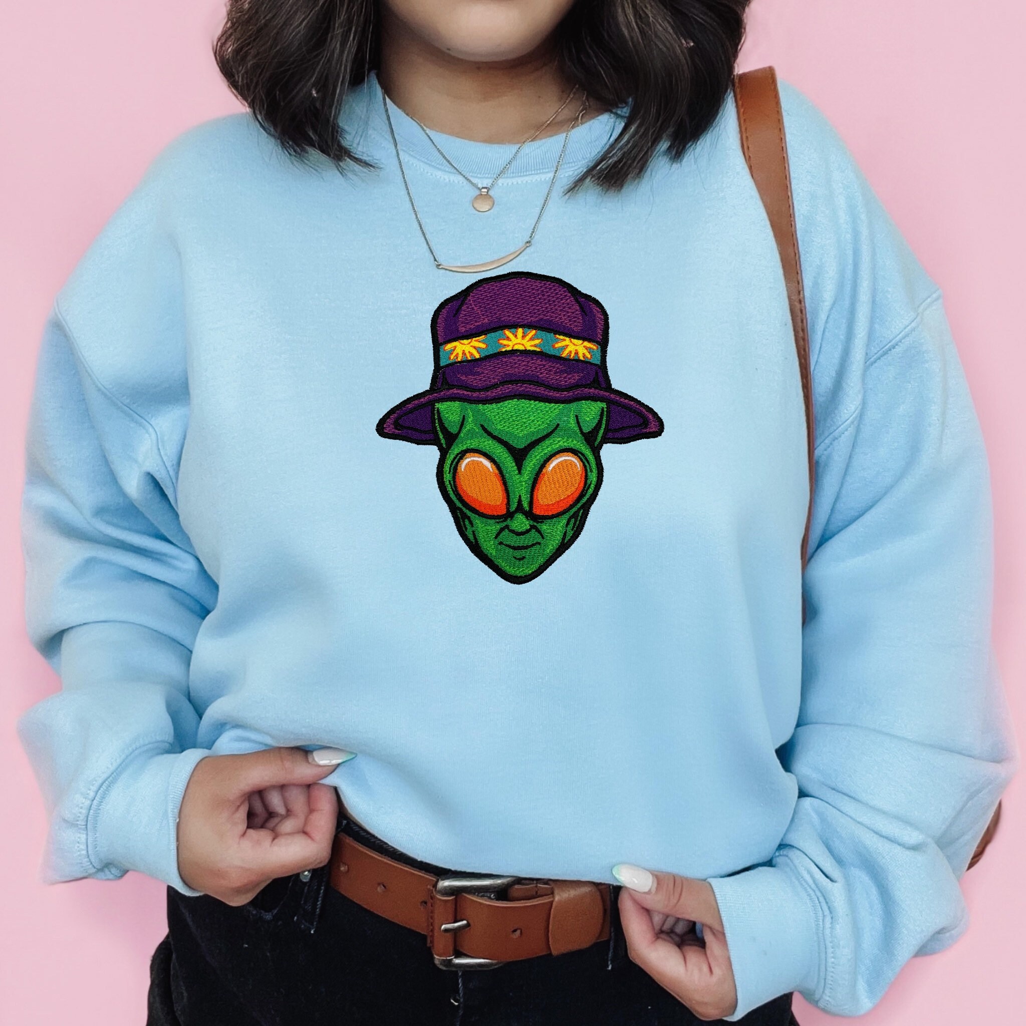 Alien Head Embroidery File, Alien Bucket Hat, Hippie Alien, Spaceman ...