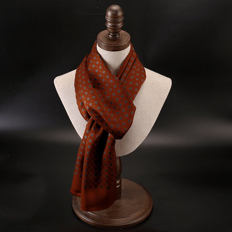 Men's Luxurious Mulberry Silk Scarf 11''X67'', Thin Double-Layer Double-Sided Silk Scarf Suitable For All Seasons, The Perfect Gift For Him Orange