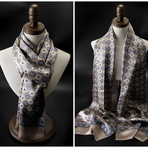 Men's Luxurious Mulberry Silk Scarf 11''X67'', Thin Double-Layer Double-Sided Silk Scarf Suitable For All Seasons, The Perfect Gift For Him zdjęcie 3