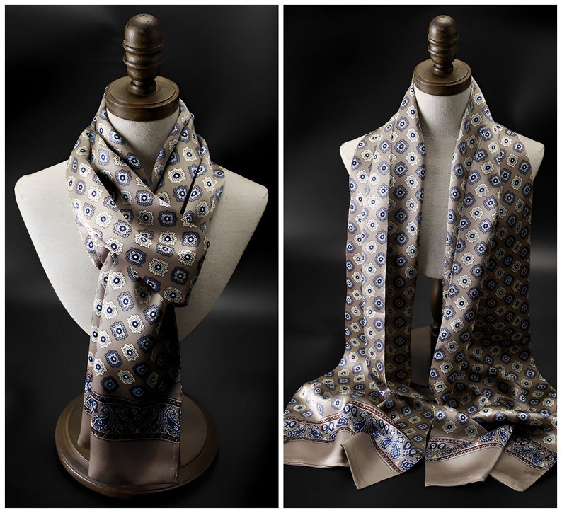 Men's Luxurious Mulberry Silk Scarf 11''X67'', Thin Double-Layer Double-Sided Silk Scarf Suitable For All Seasons, The Perfect Gift For Him zdjęcie 3