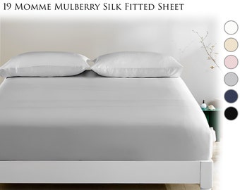 19 Momme Pure Mulberry Silk Fitted Sheets, Elastic wrapping design, Luxurious Silk Bed Linens, Oeko-Tex Standard, Customizable