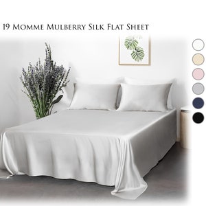 19 Momme Pure Mulberry Silk Flat Sheets, Silk Bed Linen Large Size Coverage, Luxurious Silk Bed Linens, Oeko-Tex Standard, Customizable