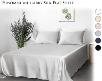 19 Momme Pure Mulberry Silk Flat Sheets, Silk Bed Linen Large Size Coverage, Luxurious Silk Bed Linens, Oeko-Tex Standard, Customizable