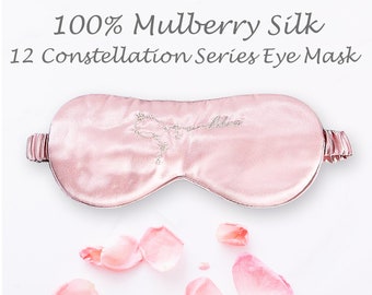 12 Constellation Series Silk Sleeping Eye Mask - 6A Grade Mulberry Silk Eye Sleeping Mask - Long Fibre - Anti-Âge - Anti-Allergique