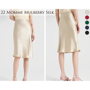 22 Momme Luxurious Silk Skirt, 100% Mulberry Silk Skirt