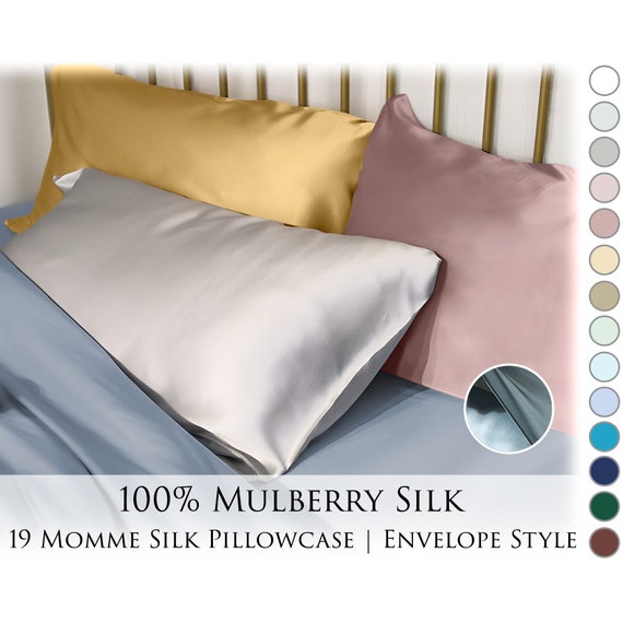 100% Natural Mulberry Silk Pillowcase, 19 Momme Silk Pillowcase 4 Sizes  Available, Envelope Style 