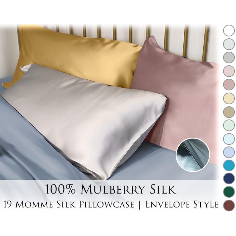 100% Natural Mulberry Silk Pillowcase, 19 Momme Silk Pillowcase 4 Sizes Available, Envelope Style zdjęcie 1