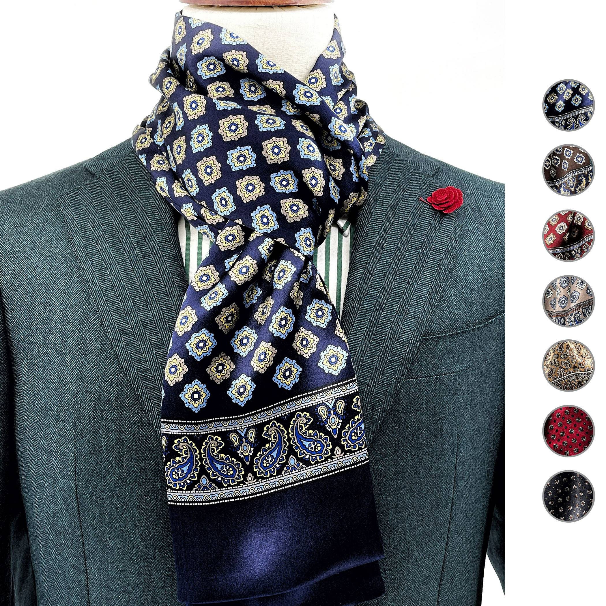 CUDDLE DREAMS Luxurious Men's Silk Scarves for Winter, 2-Layer