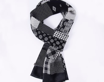 Nouveauté, foulard en soie de mûrier luxueux pour hommes 11 '' X 67 '', foulard en soie double face mince à double couche adapté à toutes les saisons