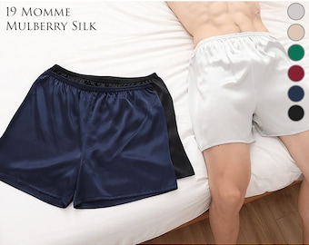 Streaking Silk Shorts/19.5momme Men Silk Boxer Shorts/Relaxed Fitness Wear/ Men Beach Short/ Silk Pajama Pants/3 Colors