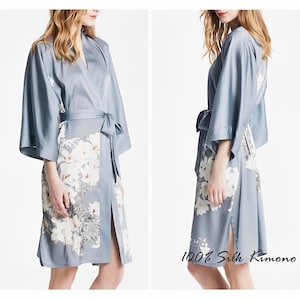 Hot Selling Style,100% Mulberry Silk Long Robe Women, Silk Kimono Nightdress, Mid-Length Silk Sleepwear,  Gift For Her