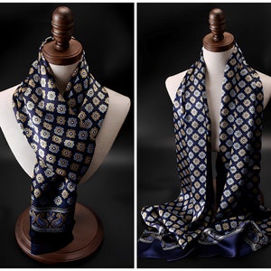Men's Luxurious Mulberry Silk Scarf 11''X67'', Thin Double-Layer Double-Sided Silk Scarf Suitable For All Seasons, The Perfect Gift For Him zdjęcie 2