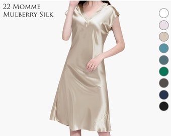 22 Momme Silk Dress / Pure Mulberry Silk Sleep Dress /Silk Nightgown/ Silk Dress Pajamas For Women