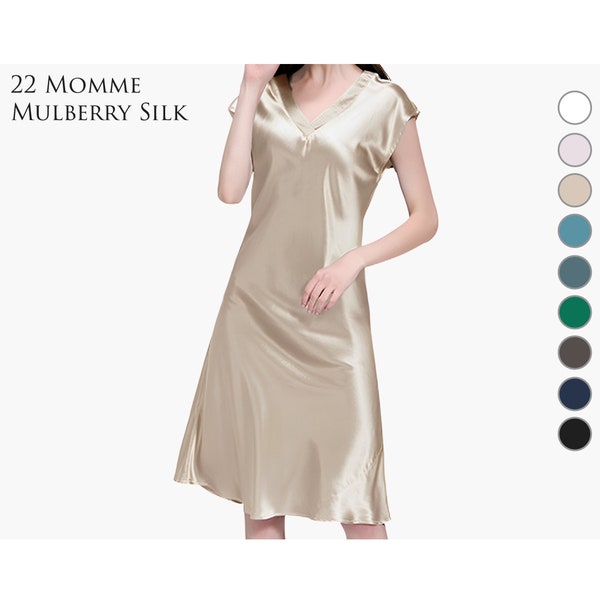 22 Momme Silk Dress / Pure Mulberry Silk Sleep Dress /Silk Nightgown/ Silk Dress Pajamas For Women