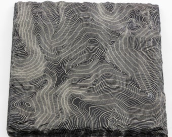 Mount Madison Topographic Map Slate Coaster - 4" coaster engraved with a contour map of 4000 footer Mount Madison in the White Mountains