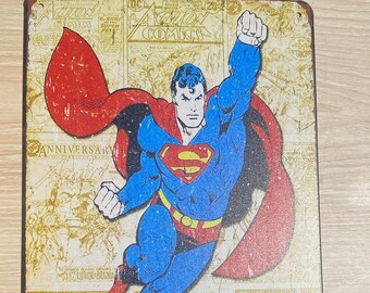 Superman 20x30 cm vintage metal wall plaque tin sign superhero poster DC Comics