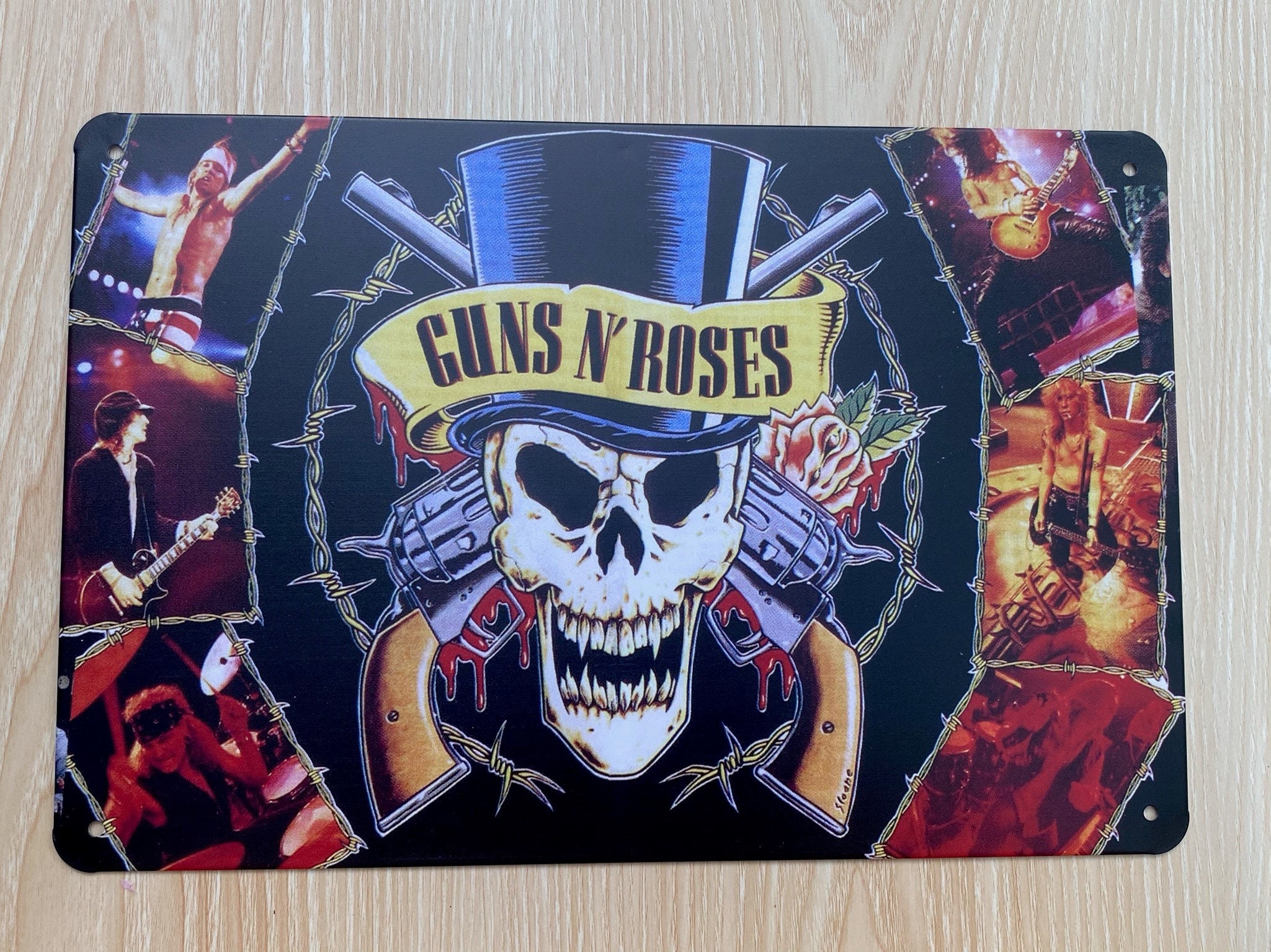 Guns N Roses Barbwire Skull Tin Sign - Etsy