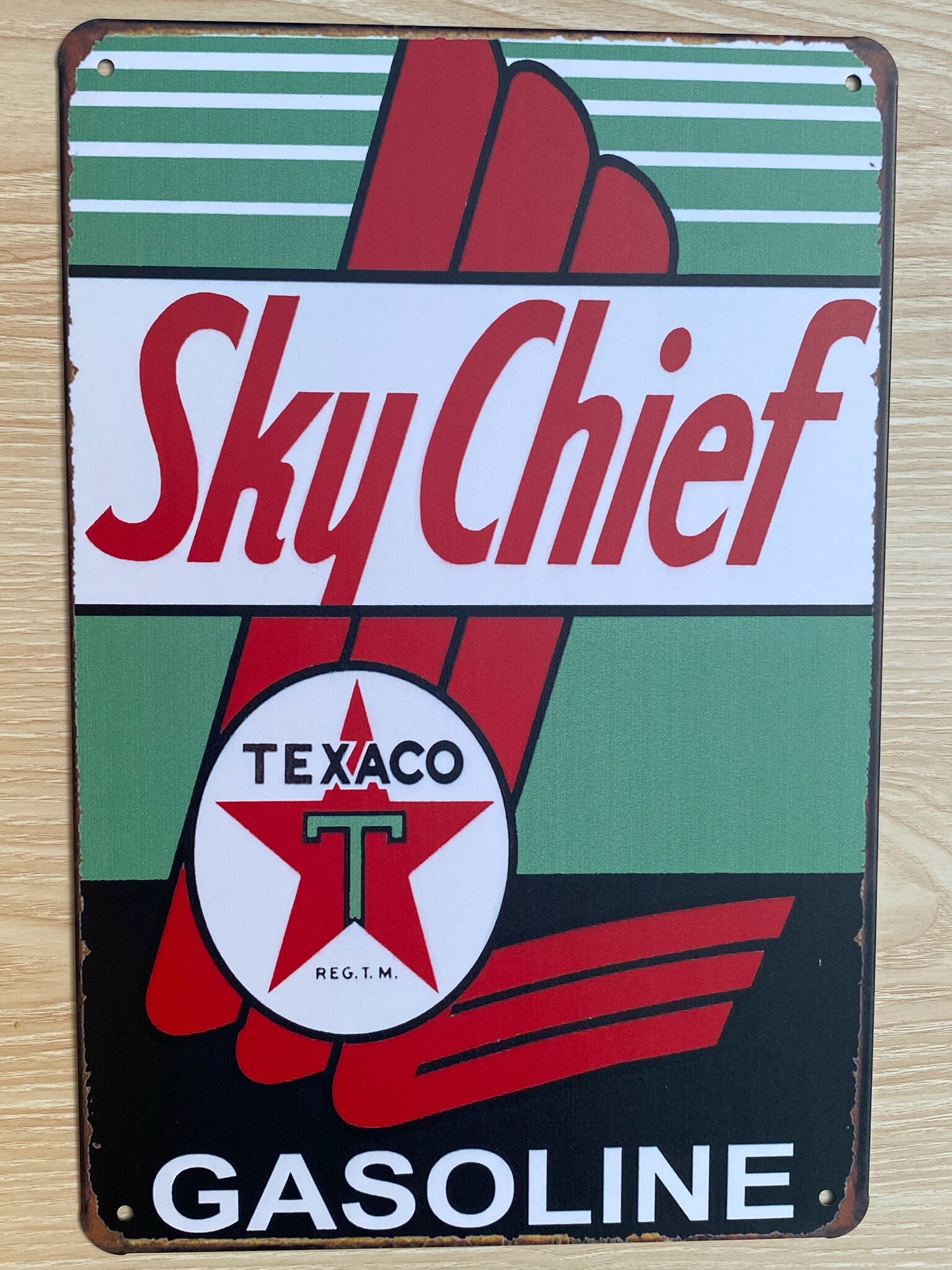 Texaco Sky Chief Gasoline Motor Oil Company Car Auto Gas Garage Man Cave Tin Sign Etsy