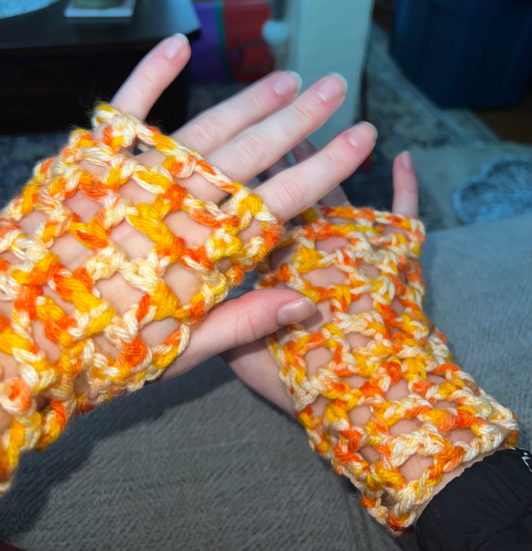 Crochet Fishnet Fingerless Gloves - Etsy