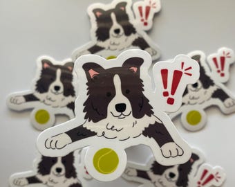 Border Collie Sticker, Ball Loving Dog Sticker, Gift for Dog Mom, Gift for Dog Dad, Gift for Border Collie Lover, Funny Border Collie